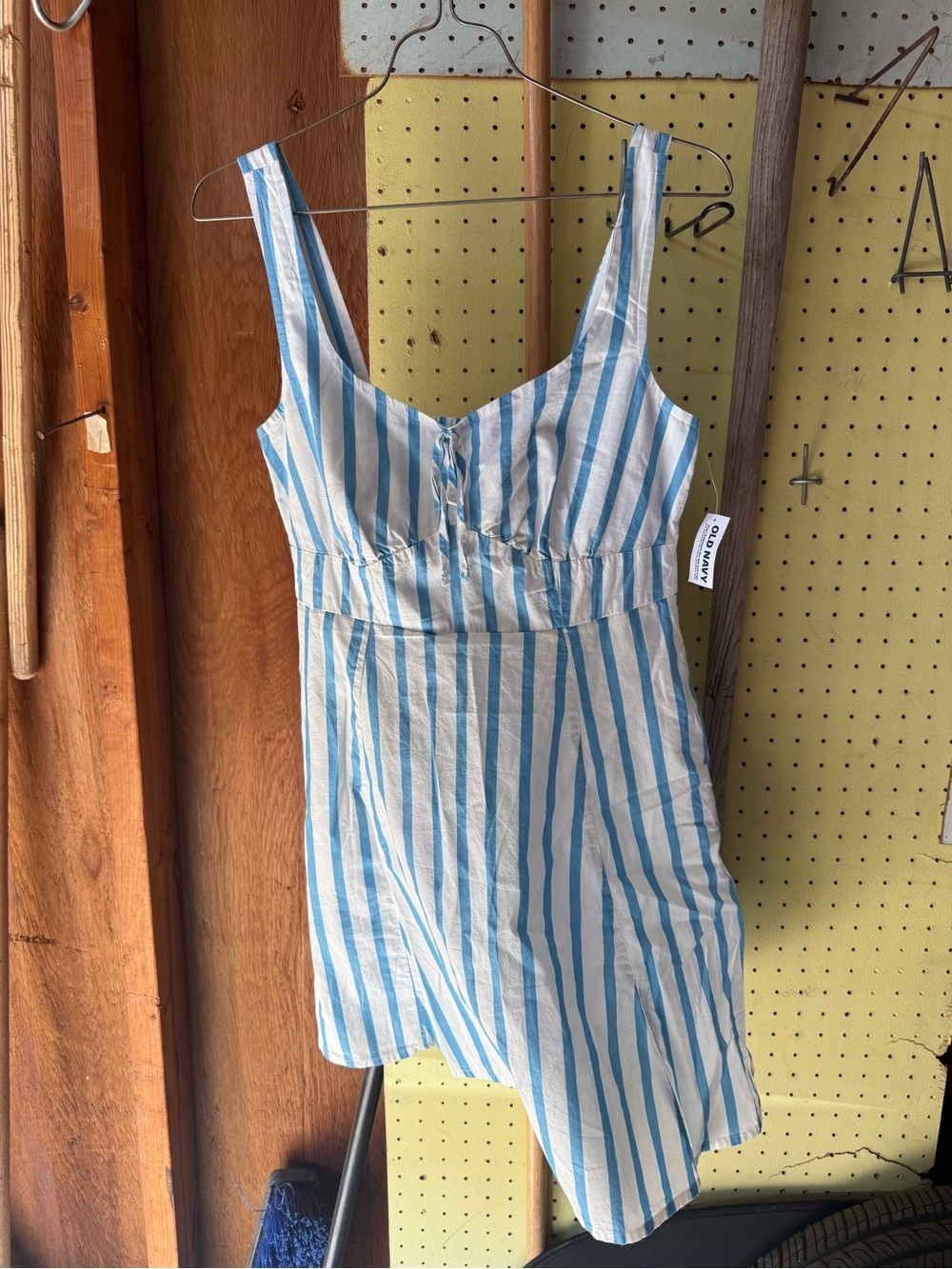 Blue and White Striped Dress